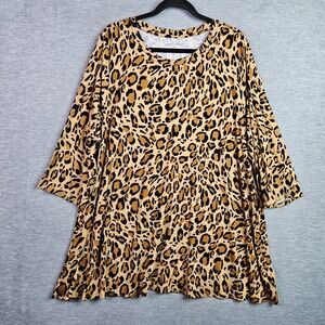 Jessica London Women's Sz 22/24 Leopard Print Top Plus Size Stretch Casual
